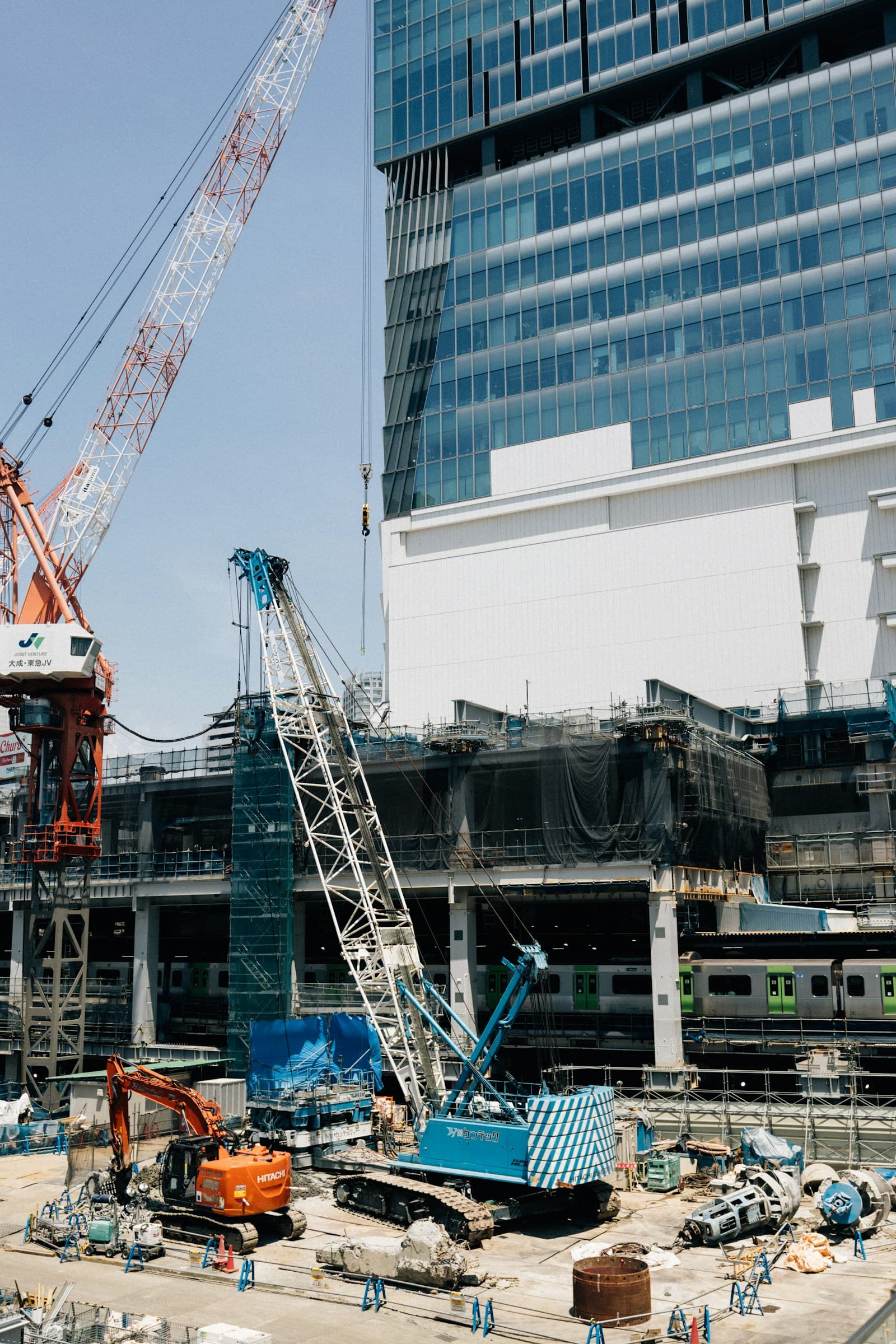 Construction site with tower cranes